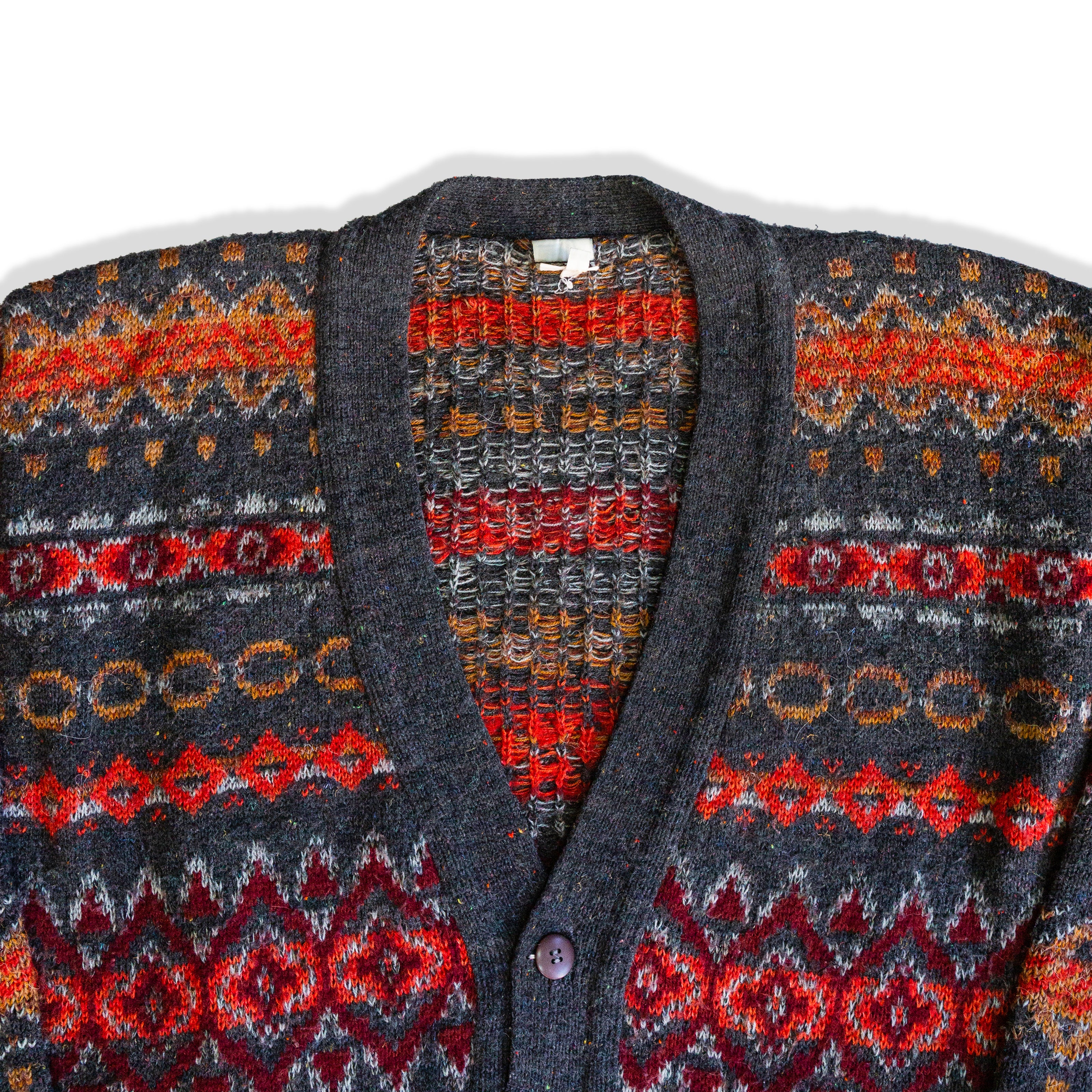 Vintage men’s colorful funky knit cardigan (L)