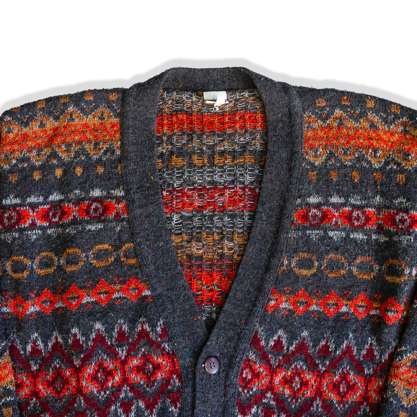 Vintage men’s colorful funky knit cardigan (L)