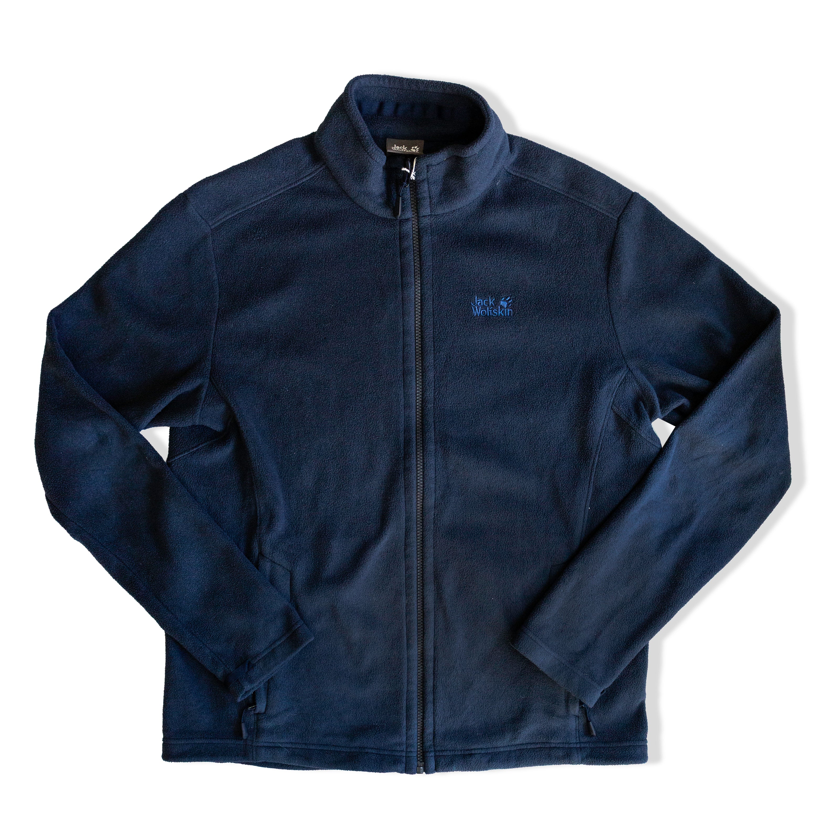 Jack Wolfskin Full-Zip Polar Fleece Jacket – Navy Blue, Warm & Lightweight (L)