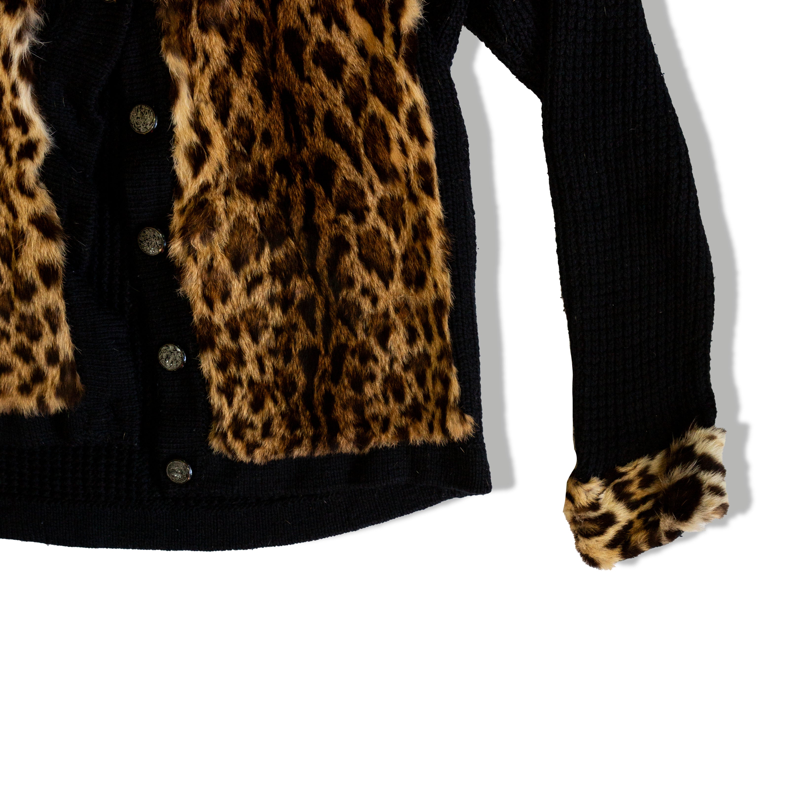 Vintage Valentino wool & leopard ptint fur cardigan (M)