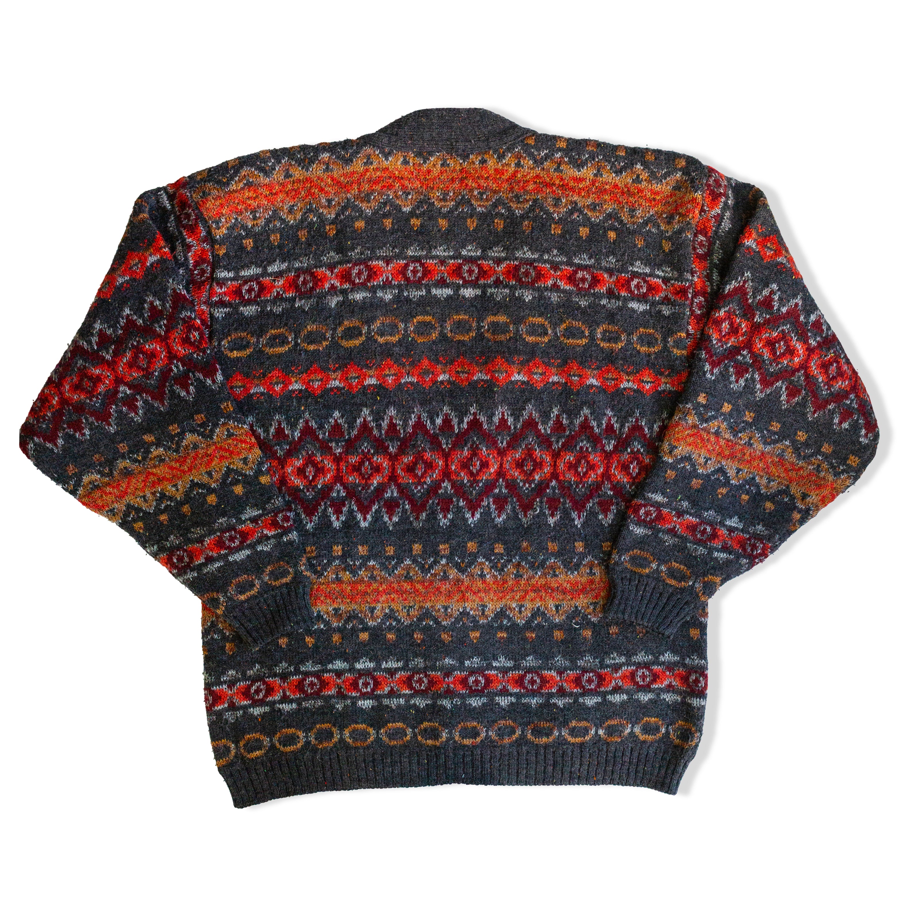 Vintage men’s colorful funky knit cardigan (L)