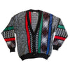 Vintage men’s funky patterned wool/acrylic blend knit cardigan (L)
