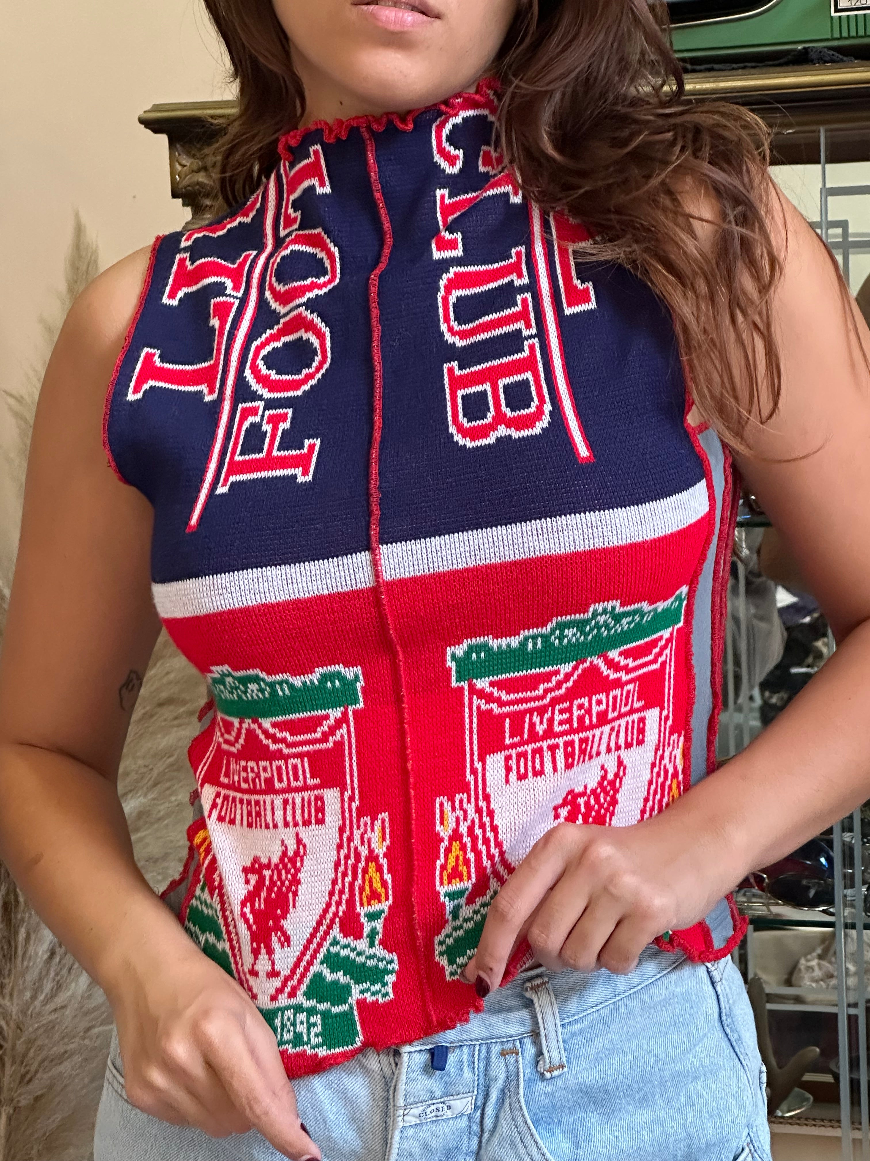 Super hot up-cycled top from football scarf