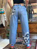 Vintage baggy hand painted jeans