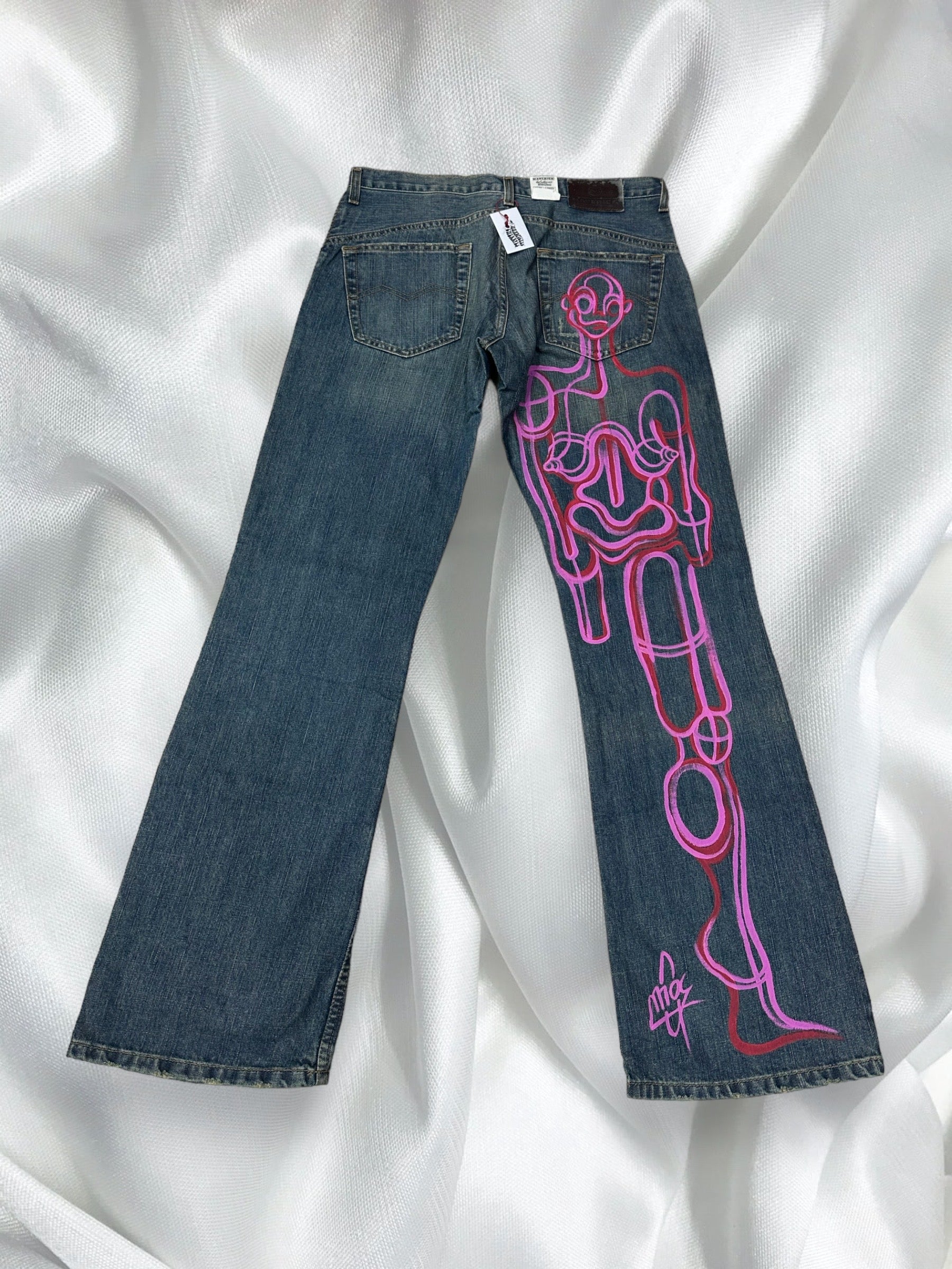 Hand painted Maverick jeans (W33)