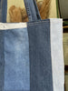 Stunning up-cycled denim patchwork tote bag