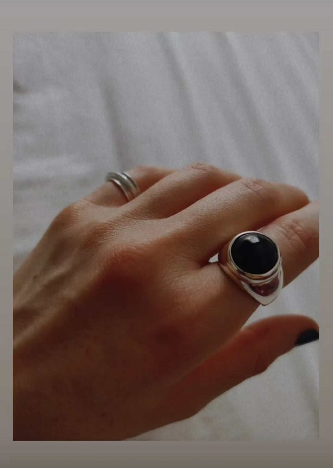 Kimilio Onyx silver 925 ring (open back)