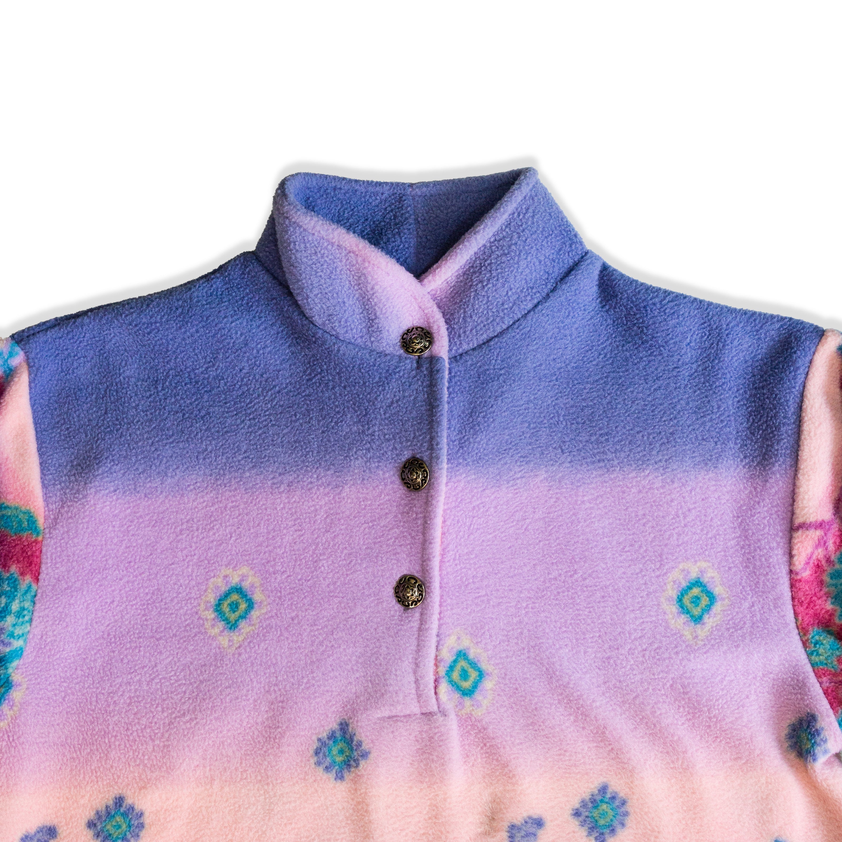 Vintage Colorful Pattern Fleece Pullover (M)