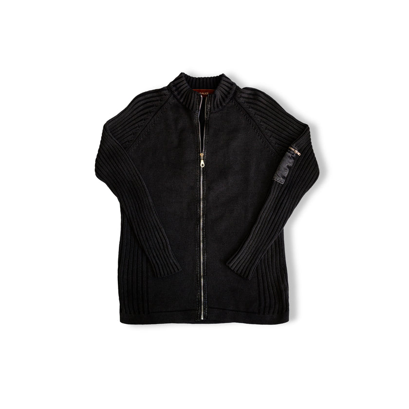 Gaudi Men's dark grey knit zip up (L)