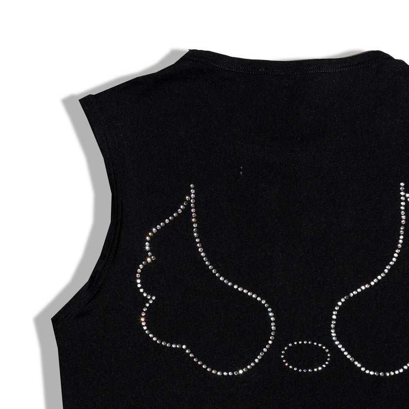 Hot black top with pattern on the back