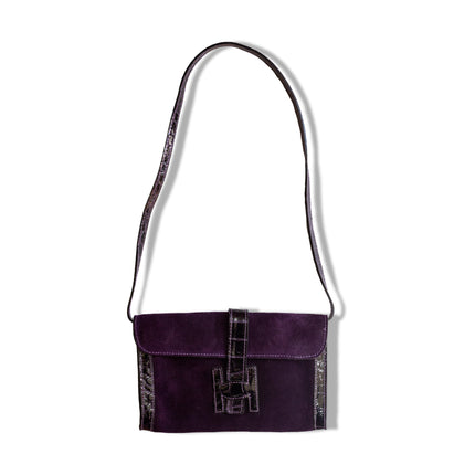 Stunning deep purple genuine suede shoulder bag