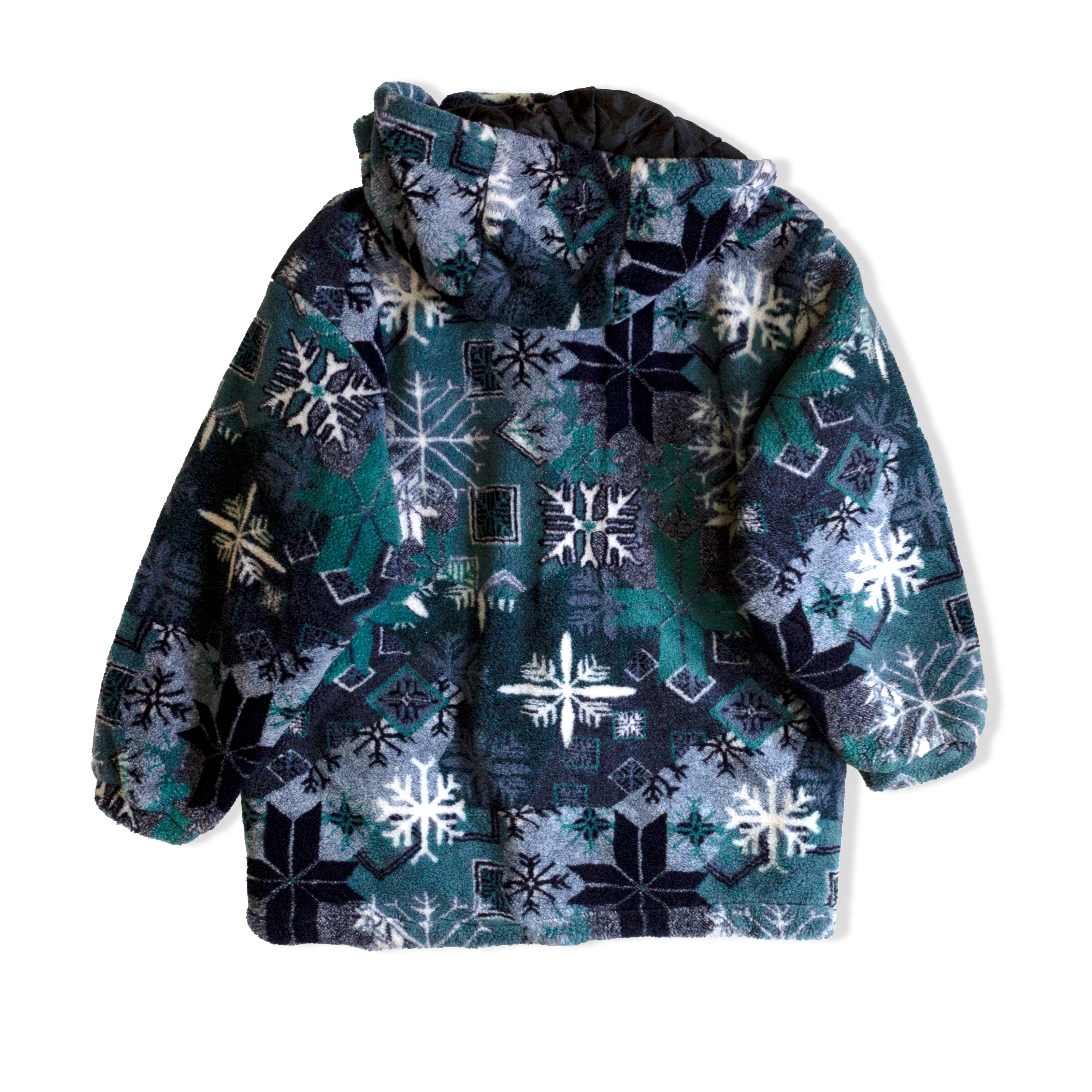 Vintage cozy snowflake print fleece jacket with toggles (M)