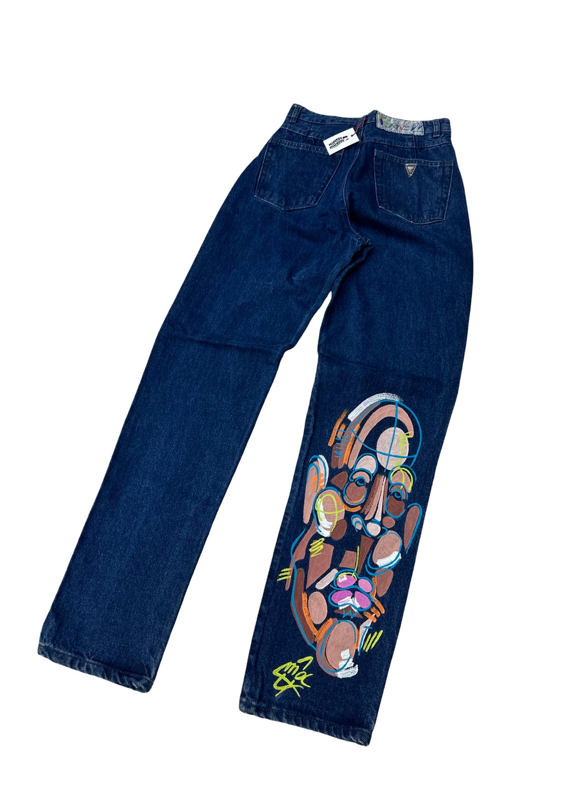 Deadstock high waisted hand painted jeans