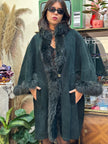 Unique forest green genuine leather Afghan coat /cape