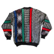 Vintage men’s funky patterned wool/acrylic blend knit cardigan (L)