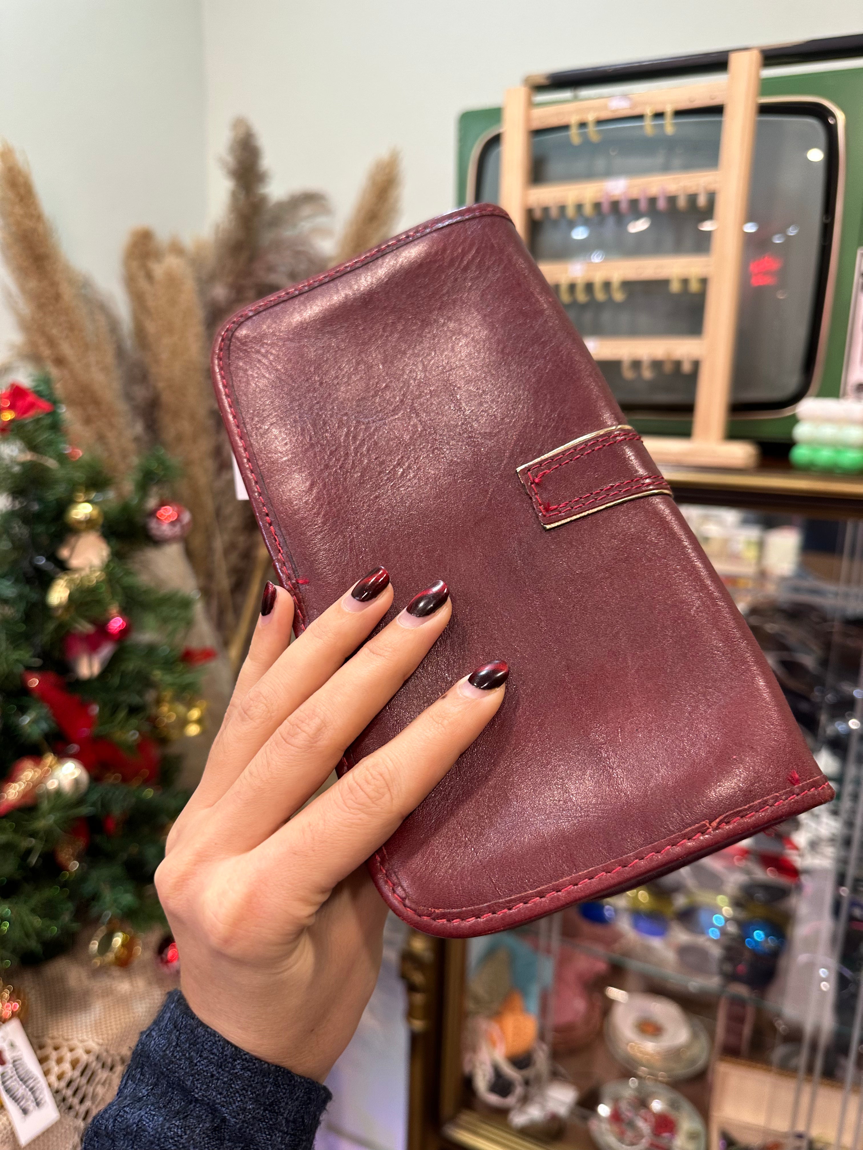 Vintage red leather wallet/bag