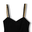Hot black dress with gold embroidered flowers on the straps (XS)