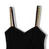 Hot black dress with gold embroidered flowers on the straps (XS)