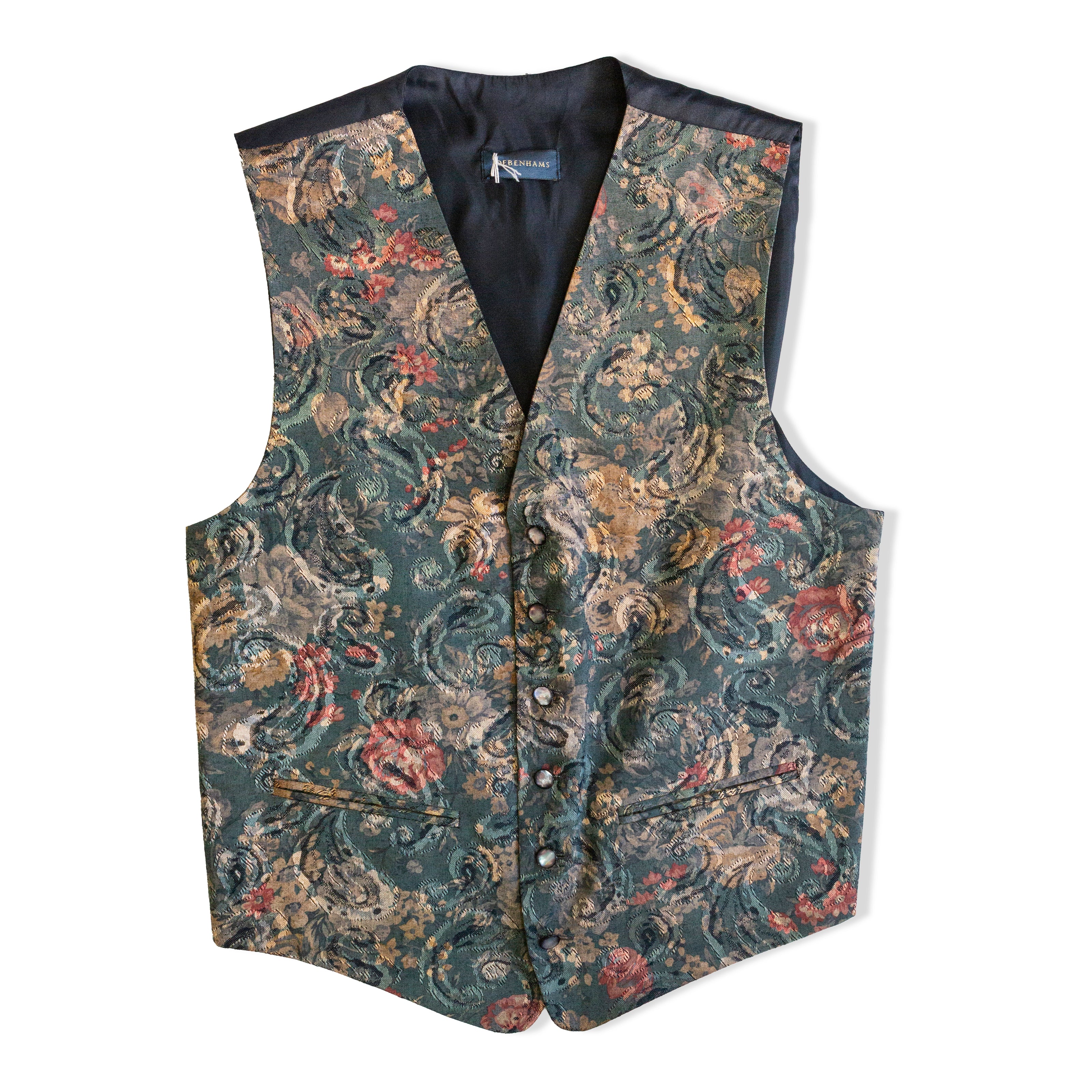 Vintage men’s floral tapestry waistcoat vest (M)
