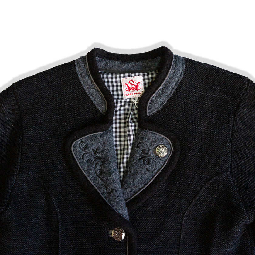 Spieth&Wensky vintage black alpine style knit jacket with decorative buttons (S/M)