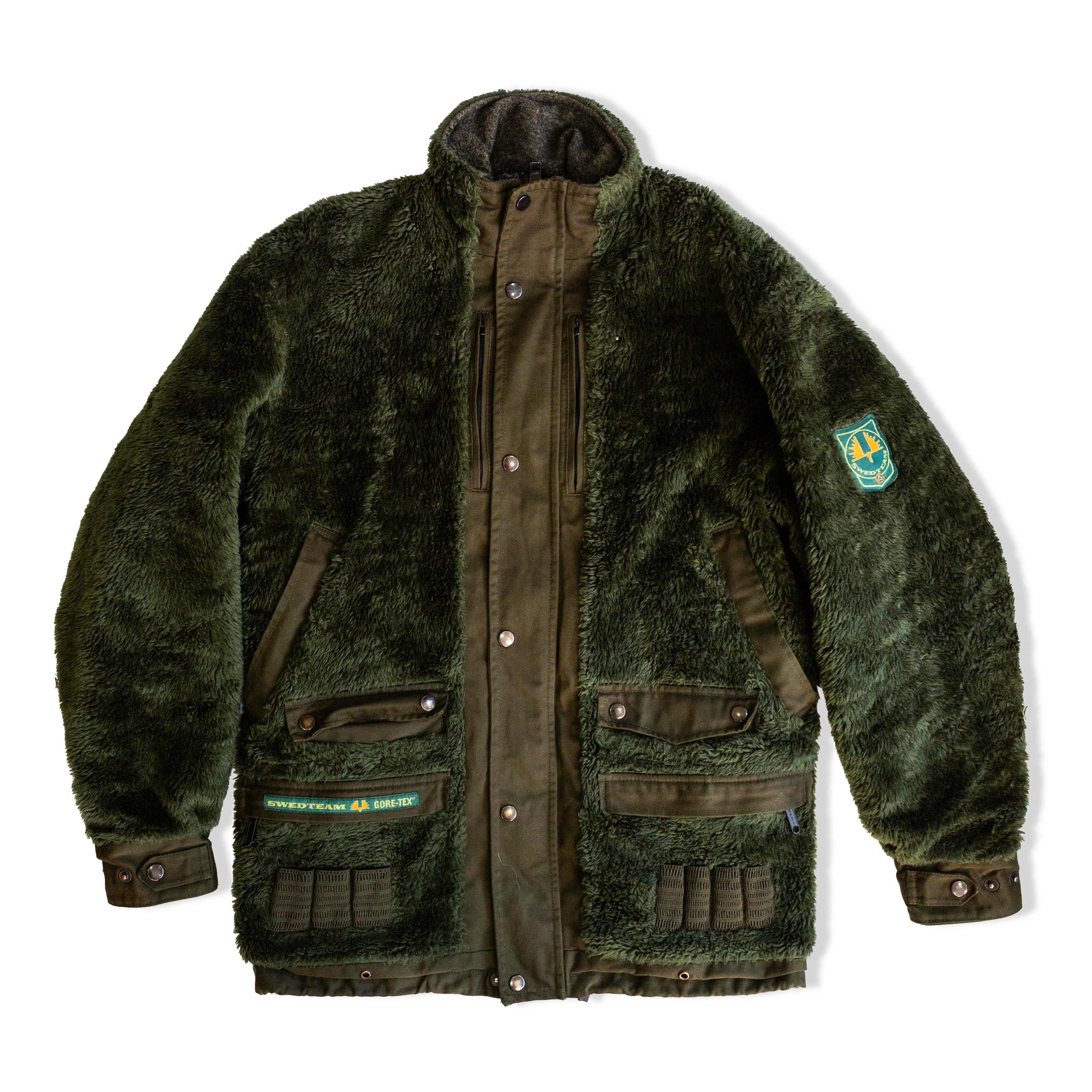 Green Sherpa Hunting Jacket with Gore-Tex Panels and Utility Pockets (M)