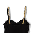 Hot black dress with gold embroidered flowers on the straps (XS)
