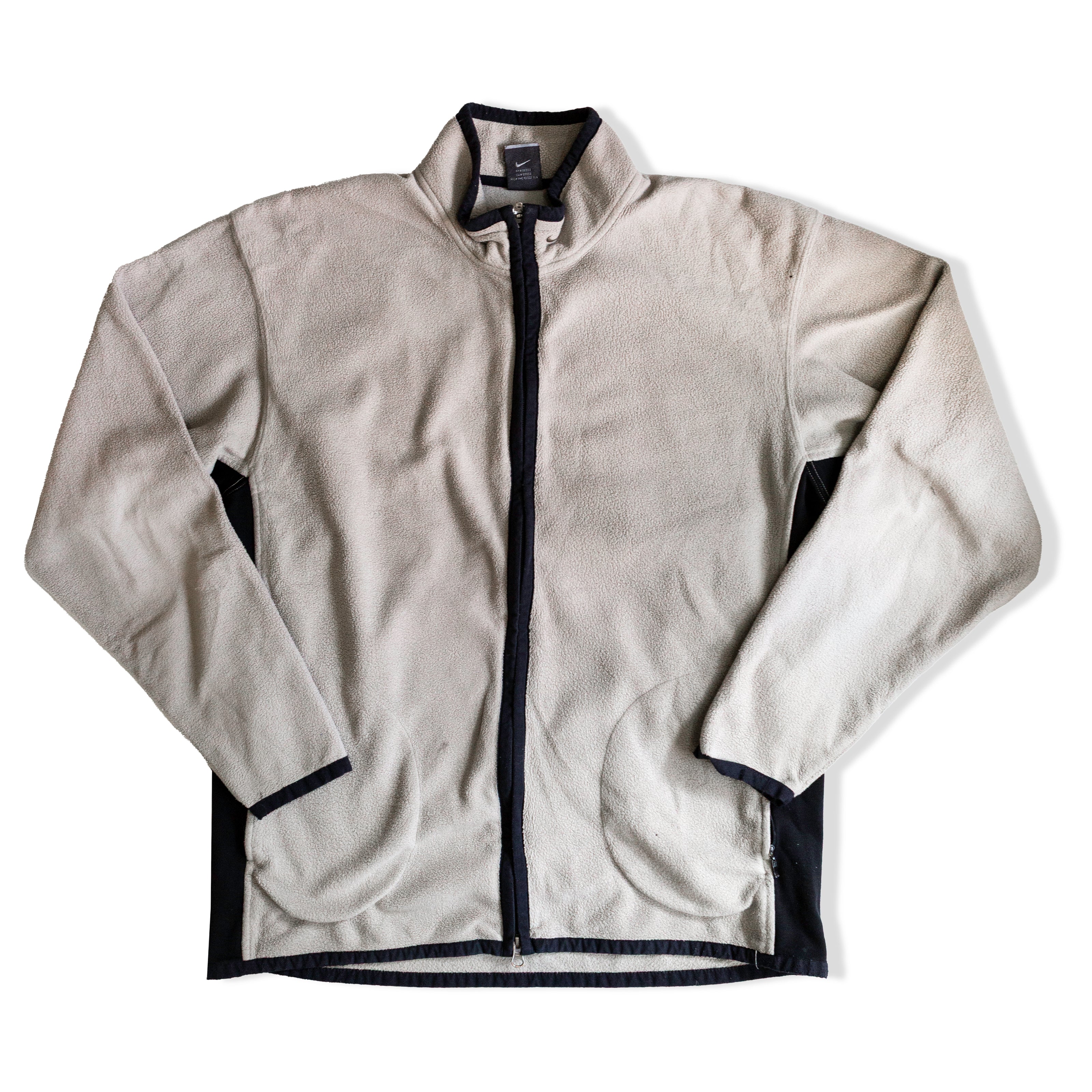 NIKE beige lifgt fleece zip up jacket (L)