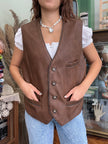 Vintage faux leather brown vest