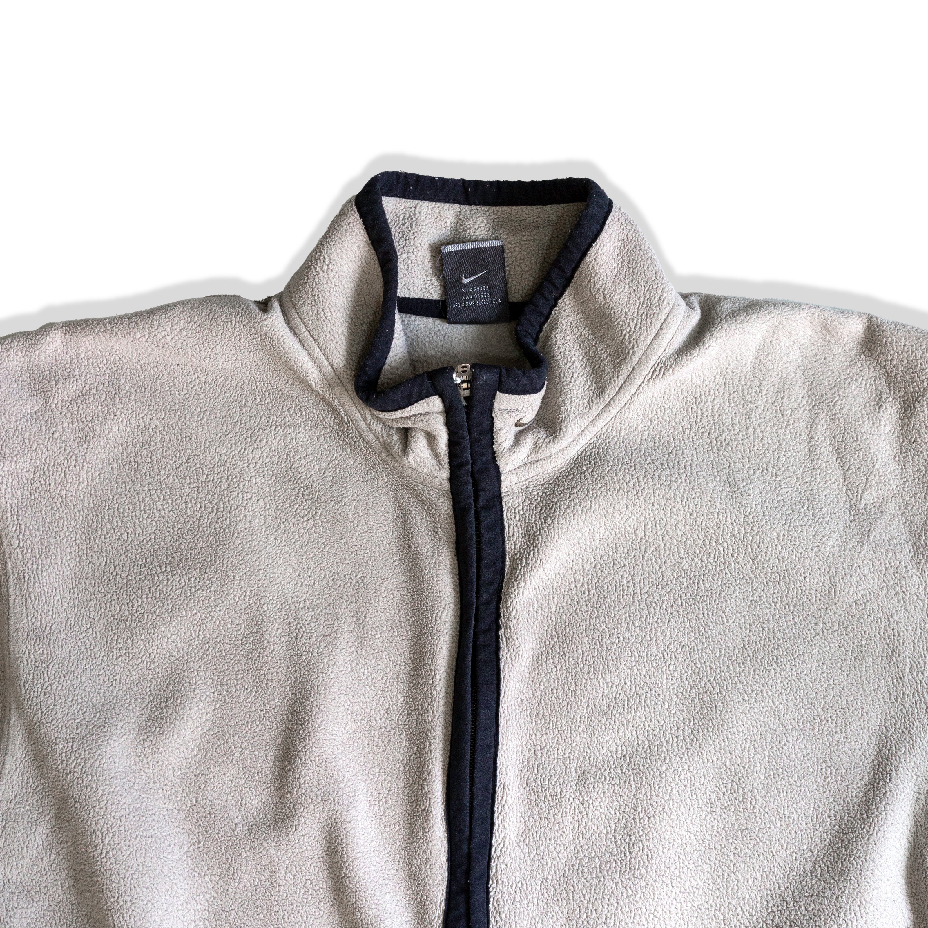 NIKE beige lifgt fleece zip up jacket (L)