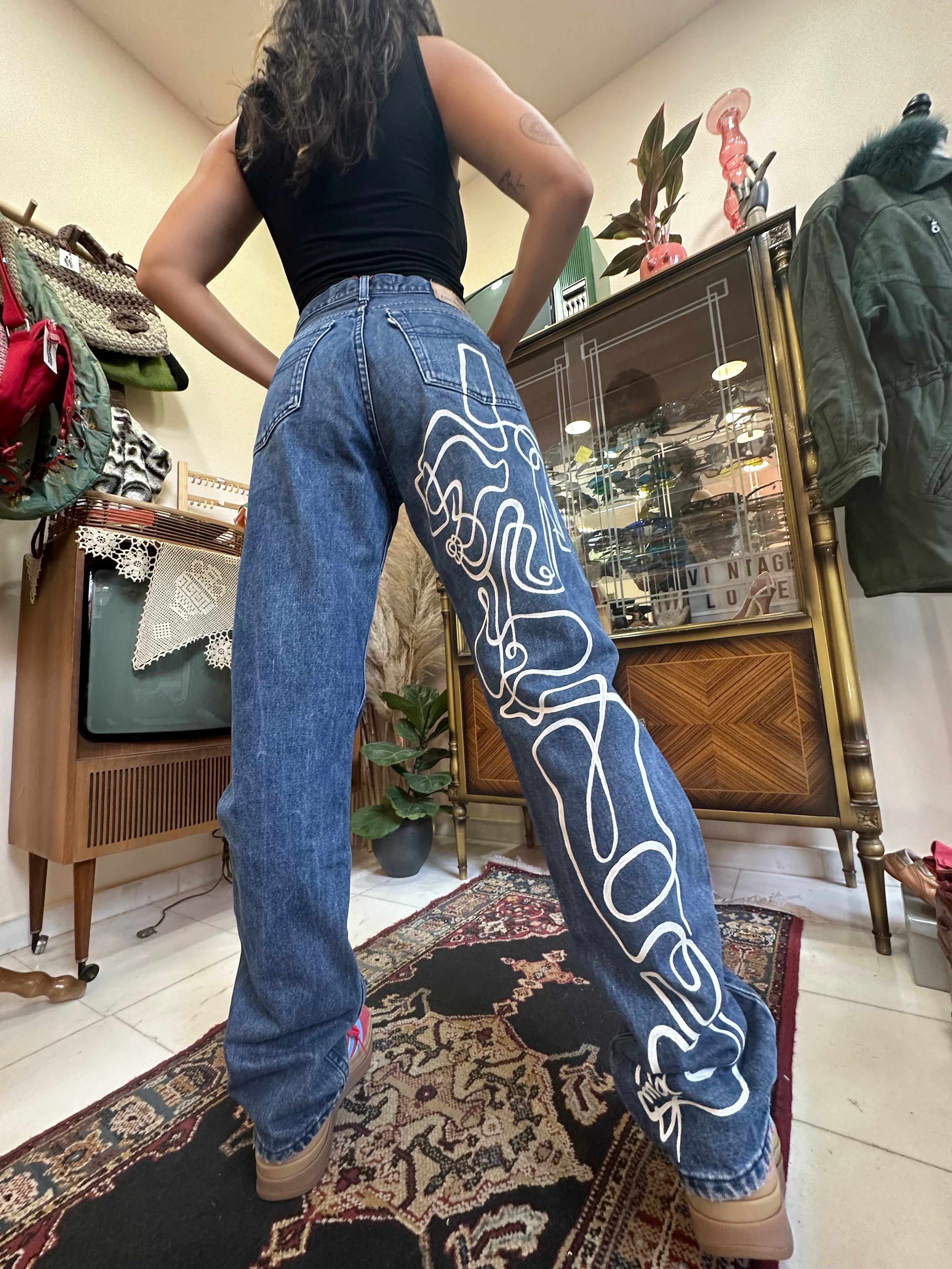 Americanino baggy hand painted jeans