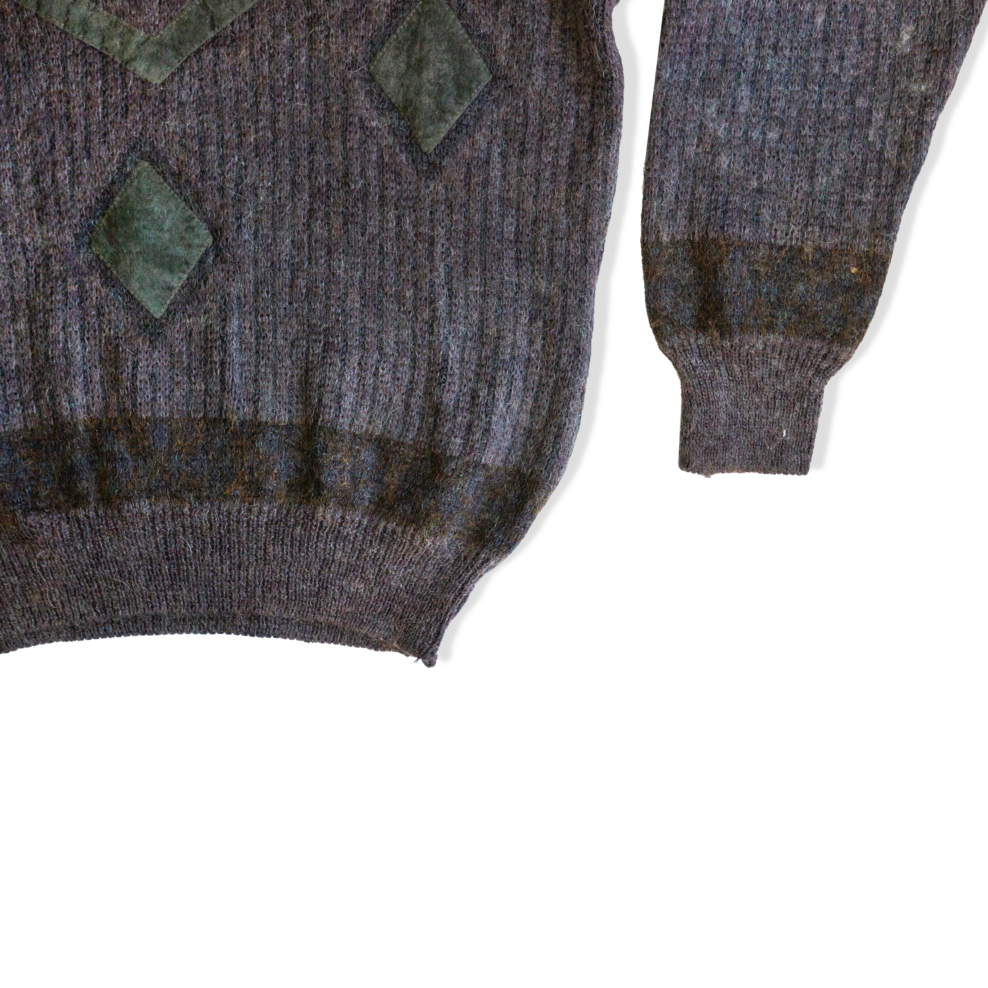 Vintage alpaca/mohair/acrylic bend gray abstract knit crewneck sweater (S/M)