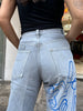 Vintage gray high waisted hand painted jeans