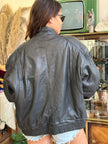 Vintage extra warm oversized genuine leather bomber (with fur lining)