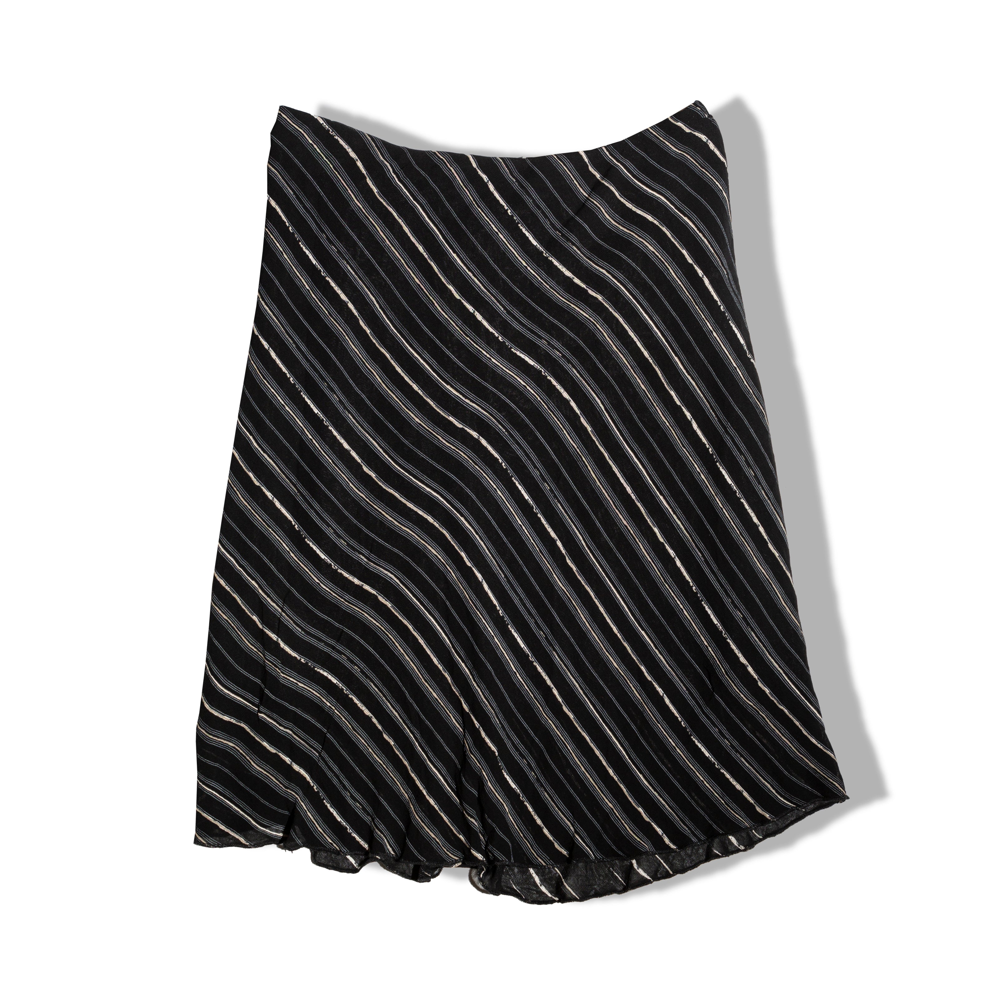 Vintage 100% viscoza diagonal stripe midi skirt(XXL)
