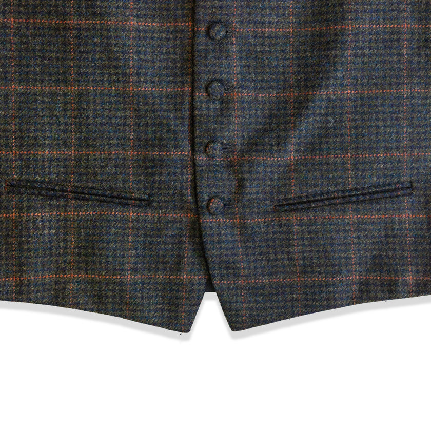 Vintage Men’s 100% silk & wool tweed plaid waistcoat vest – tailored wool classic style (L)