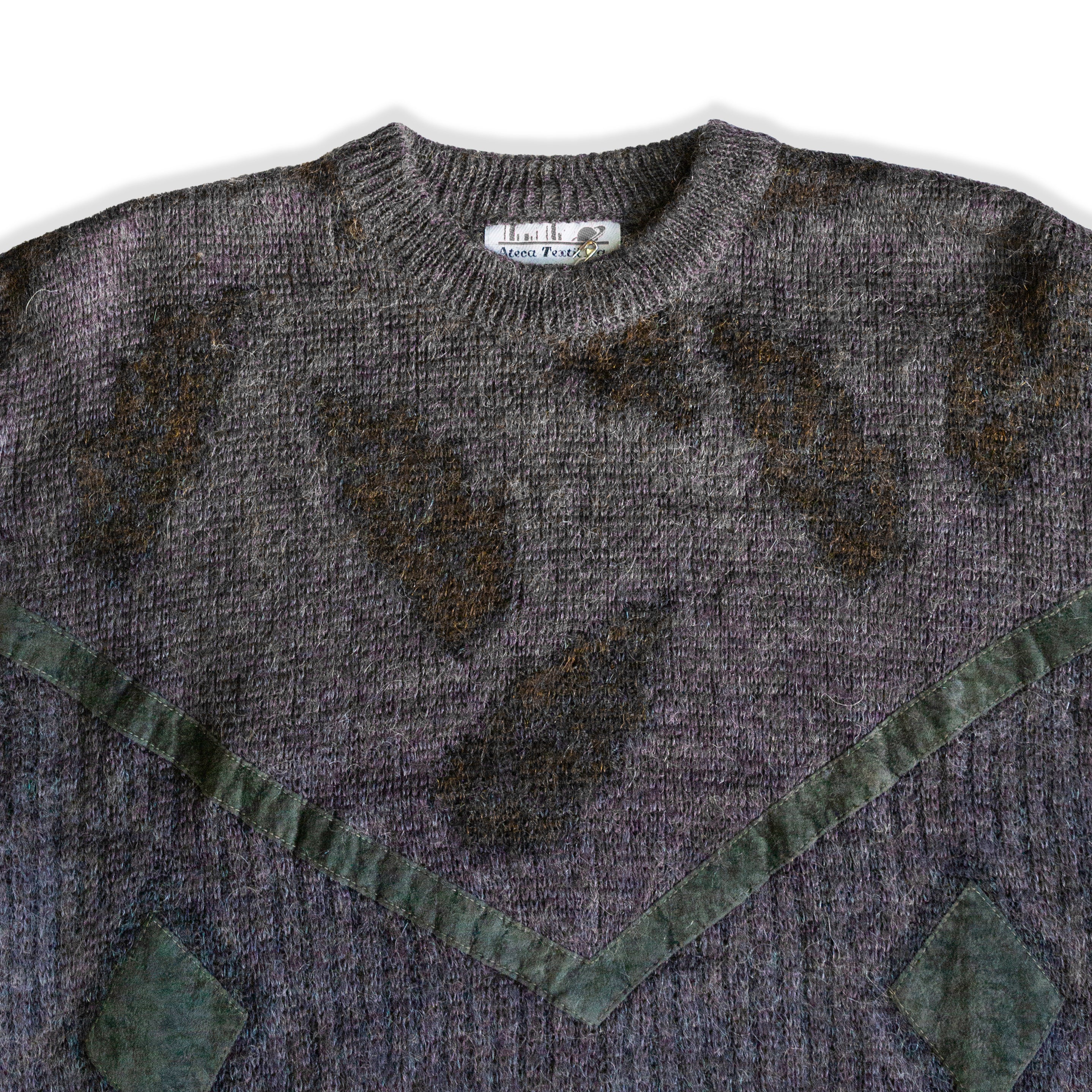 Vintage alpaca/mohair/acrylic bend gray abstract knit crewneck sweater (S/M)