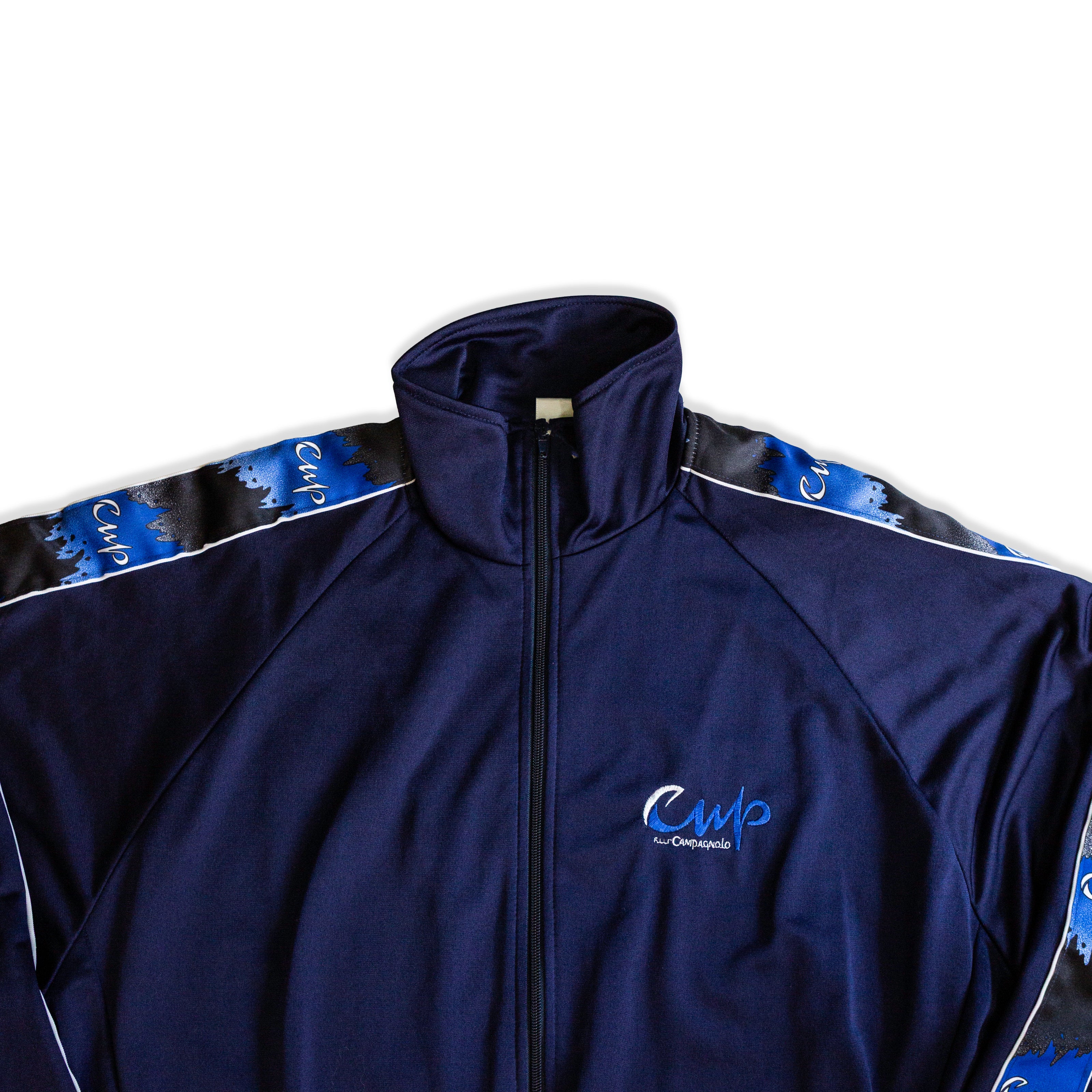 Vintage Track Jacket Men’s Navy Blue Full Zip Retro Sportswear (L)