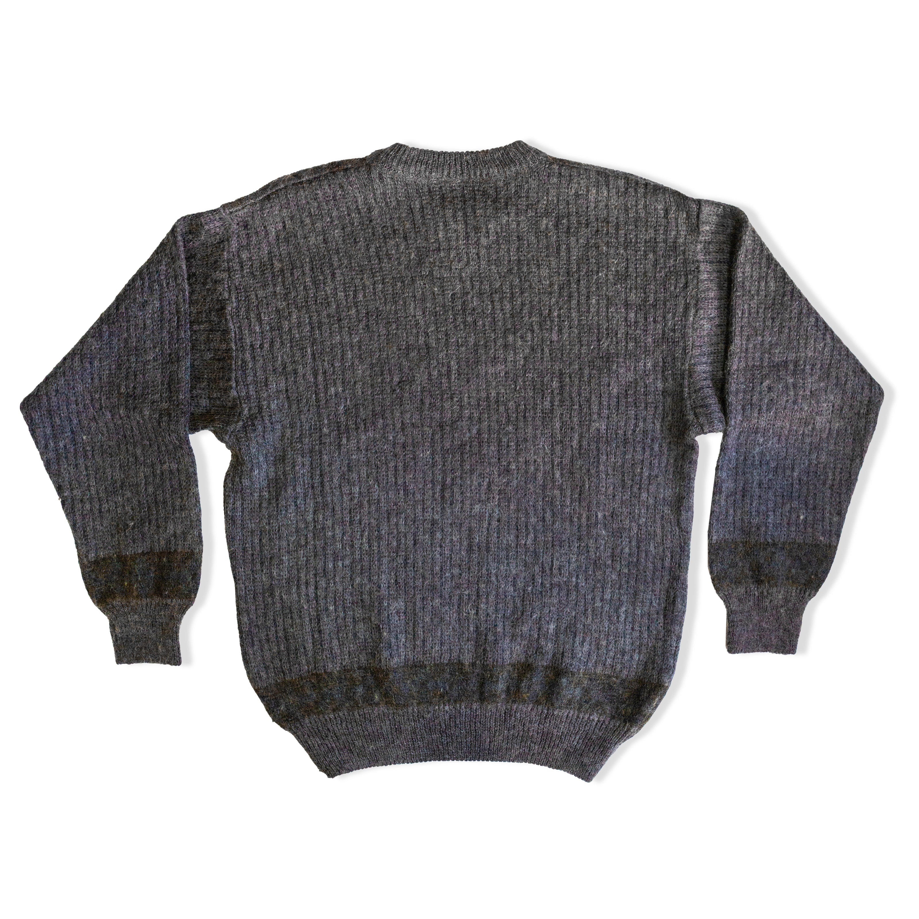 Vintage alpaca/mohair/acrylic bend gray abstract knit crewneck sweater (S/M)