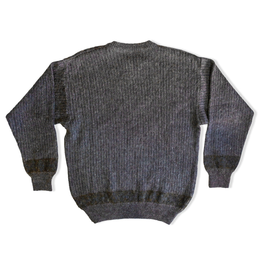 Vintage alpaca/mohair/acrylic bend gray abstract knit crewneck sweater (S/M)