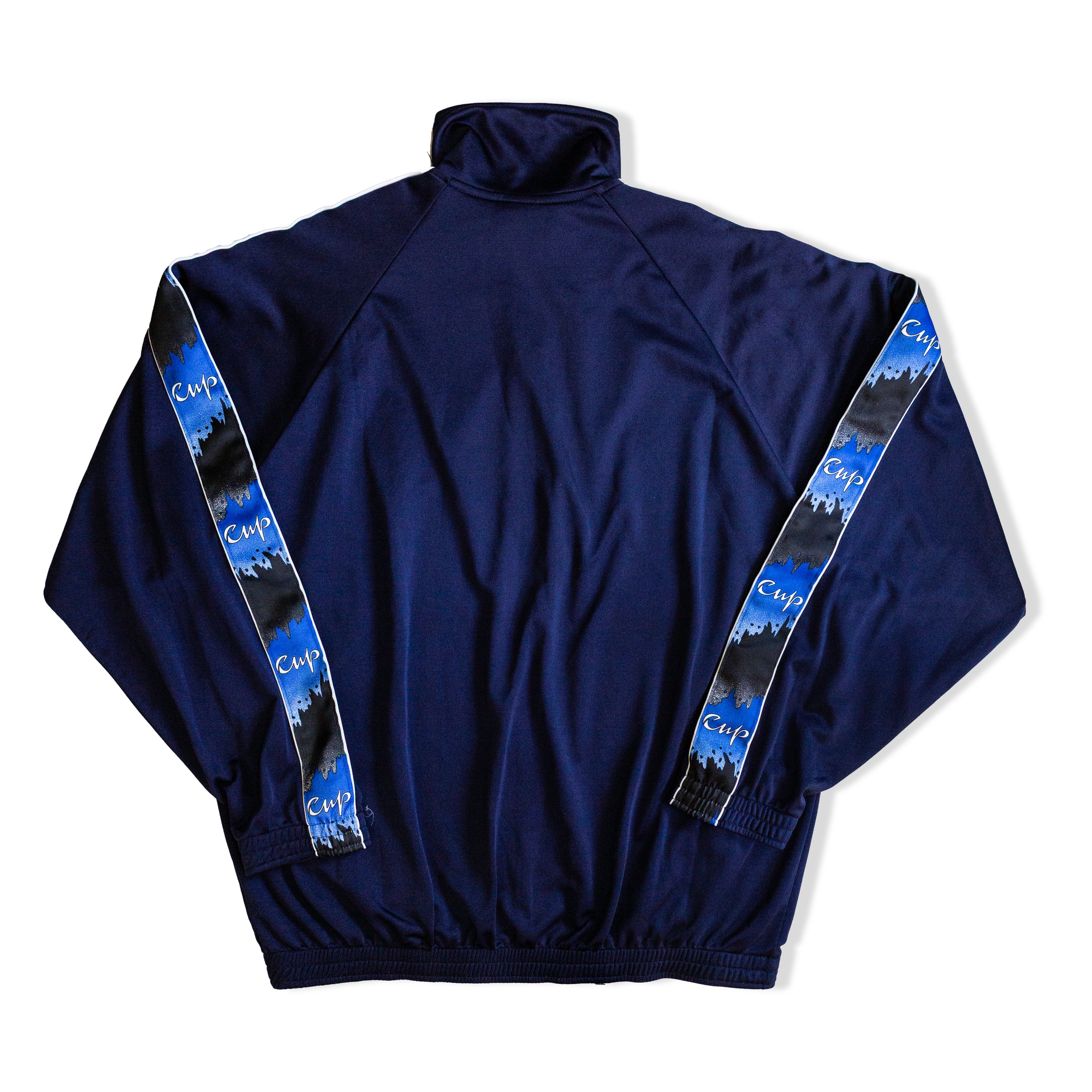 Vintage Track Jacket Men’s Navy Blue Full Zip Retro Sportswear (L)