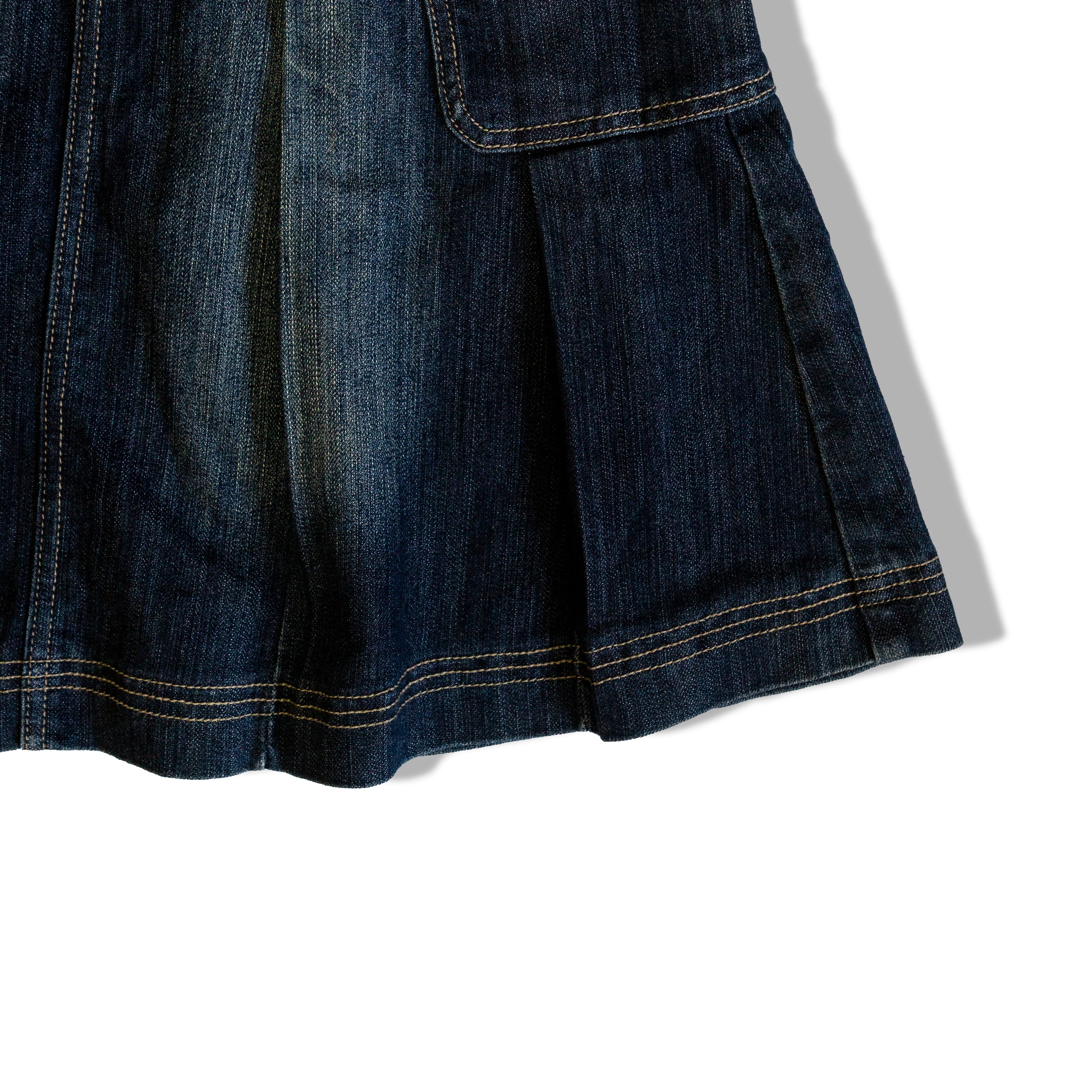 Vintage dark blue denim skirt with belt and pocket (S/M)