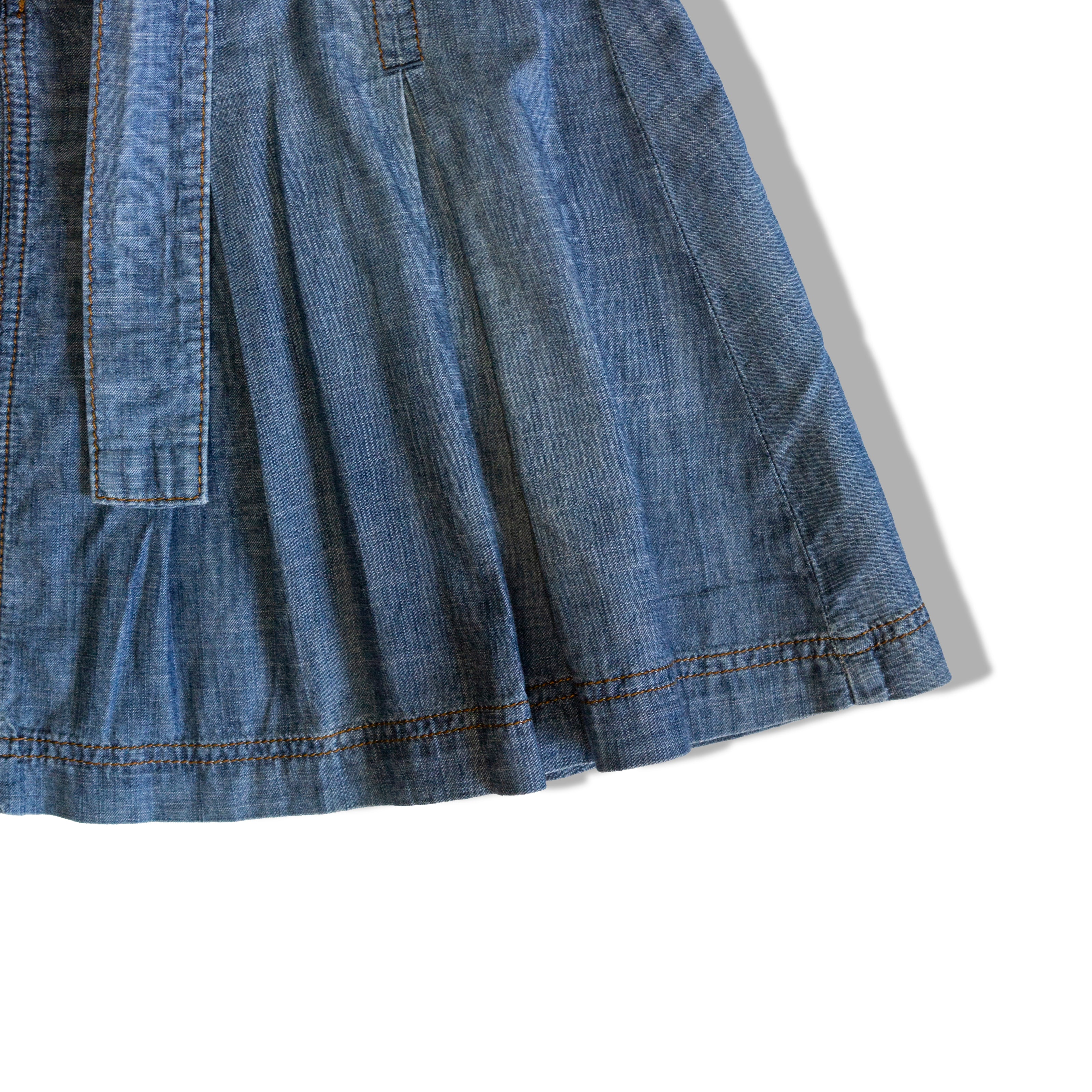 Vintage MOTIVI denim skirt with pleats and denim belt (S)