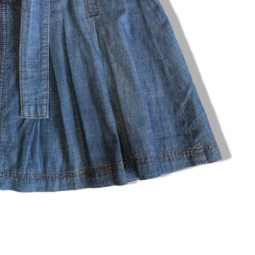Vintage MOTIVI denim skirt with pleats and denim belt (S)