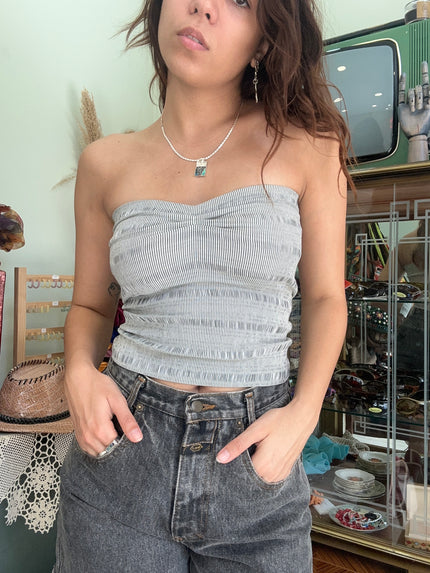 Deadstock strapless top (grey)