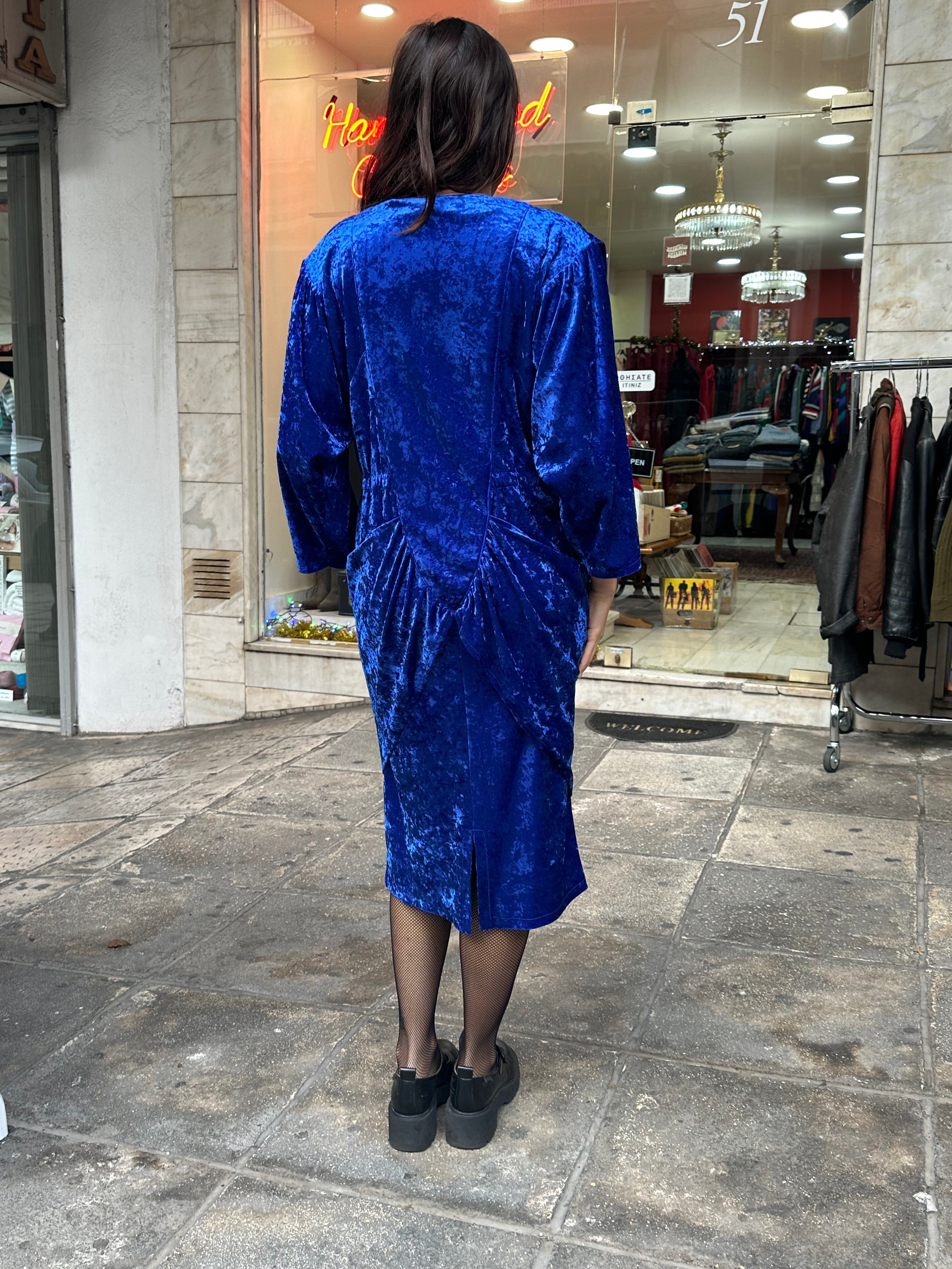 Stunning vintage blue velvet dress