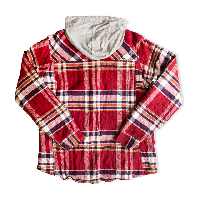 Dickies woman's plaid hooded flannel button up jacket (L)