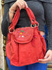 Vintage red suede bag with gem stones