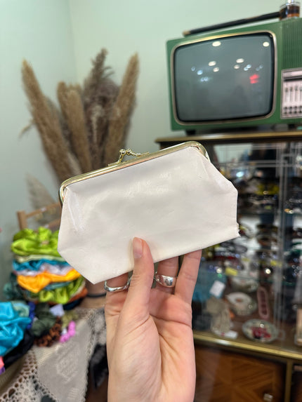 White leather coin purse