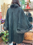 Unique forest green genuine leather Afghan coat /cape