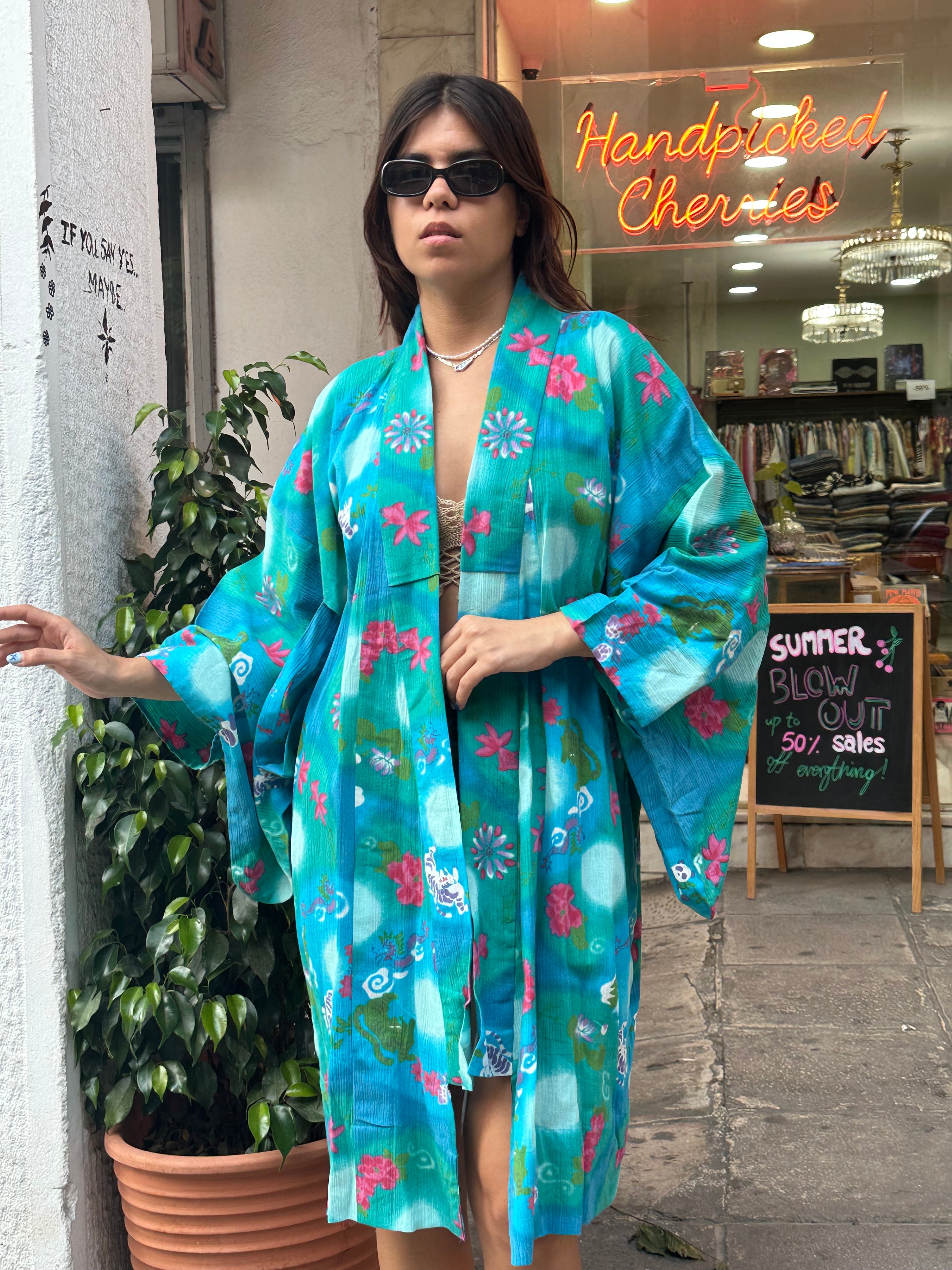 Vintage patterned yukata robe